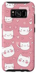 Coque pour Galaxy S8 Cute cats Pink Hearts Love Cat Pattern Phone Cover
