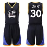 Curry#30 Warriors basketball jersey adult black, basketball gym T-shirt vest sleeveless sports top and shorts suit, fabric (S~4XL)-M