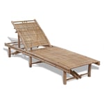 Helloshop26 - Transat chaise longue bain de soleil lit de jardin terrasse meuble d'extérieur bambou