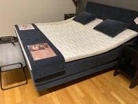 Ambassadör Lean ställbar dubbelsäng / 180x200 cm / Blue velour 369 / Medium &amp; Fast / Sleep II / Ceres gavel