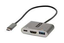 StarTech.com USB C Multiport Adapter, USB-C to HDMI 4K Video, 100W Power Delivery Passthrough Charging, 2-Port USB 3.0 Hub 5Gbps (1xType-C/1xA), USB-C Mini Dock, USB-C Travel Dock - Portable Laptop Docking Station - dockingstation - USB-C / Thunderbolt 3