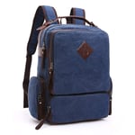 ASPZQ Large-Capacity Practical Computer Backpack Vertical Square Travel Canvas Bag Student School Bag,Dark blue