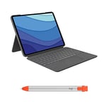 Logitech Combo Touch iPad Pro 12.9-inch (5th, 6th gen - 2021, 2022) Keyboard Case Crayon Digital Pencil(2018 releases and later),QWERTY UK - Grey