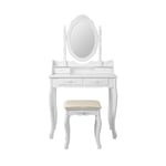 ML Design dressing tabell vit, toalettbord med spegel, pall och 4 lådor, 75 x 140 x 40 cm, lanthus stil, kosmetik bord för kvinnor och flickor