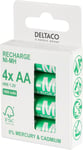 Deltaco uppladdningsbara batterier, AA, 4-pack