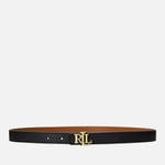 Lauren Ralph Lauren Women's Reversible 20 Skinny Belt - Black/Lauren Tan - M
