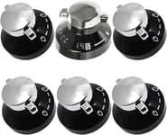 SPARES2GO Control Knobs for New World Gas Hob Oven Cooker (Black/Silver, Pack o