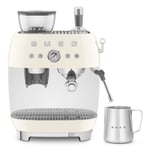 Smeg Espresso Coffee Machine with Grinder, Stainless Steel, Cream EGF03CRUK