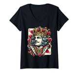 Womens King Of Hearts Playing Cards Halloween Deck Of Cards Poker V-Neck T-Shirt