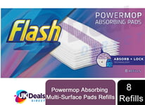 Flash Power Mop 8 Refill Cleaning Pads Disposable Absorbent Cloths Powermop