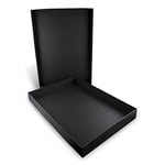 Honsell 81332 – Boîte de rangement noire avec couvercle pour formats A3, dimensions intérieures : env. 45,5 x 32,0 x 3,5 cm, boîte robuste en carton noir avec surface satinée