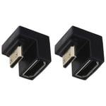 2Pcs Mini HDMI Male to HDMI Female Extension Adapter Up Angle Adapter Black
