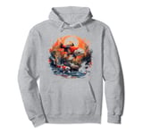 two anime koi fish asian carp lucky goldfish sunset waves Pullover Hoodie