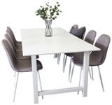 Venture Design Count & Polar matgrupp Vit/grå 8 st stolar & bord 220 x 100 cm