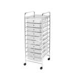 Storage Trolley On Wheels, 10 Drawer Storage Unit For Salon, Beauty Make Up, Home Office Organiser