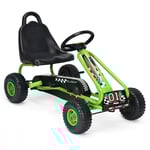 Pedal Go Kart med justerbar sits 4 hjul Pedaldriven åkande bil 92 x 50 x 53 cm Grön + Svart