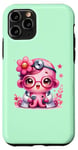 Coque pour iPhone 11 Pro Fond vert avec mignon pieuvre Docteur en rose