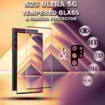 1-Pack Samsung S23 Ultra (5G) Skärmskydd & 1-Pack linsskydd - Härdat Glas 9H - Super kvalitet 3D