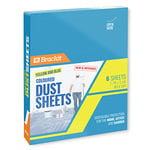 Brackit Premium Lightweight Disposable Yellow & Blue Coloured Dust Sheets - 6-Pack 3.6m x 2.7m (12x9ft) - Polythene Dustproof Waterproof Sheets