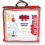 DODO Couette tempérée 300gr/m - 140x200 cm - Douces Folies - 100% polyester VOLUPT AIR fibre creuse siliconée - 1 personne - Blanc