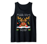 Middle School Squad Reindeer Funny Teacher Christmas Pajamas Tank Top