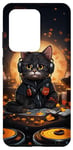 Coque pour Galaxy S20 Ultra Mignon noir anime chat dj casque platine raves EDM musique