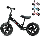 Balance Bike for 2,3,4,5,6 Year Old Boys and Girls No Pedal Toddler Bike Sport Training Bicycle for Kids with 12’’ Wheels, Adjustable Handlebar and Seat, EVA tires, lightweight carbon steel (Black)