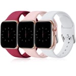 Wepro Pack 3 Straps Compatible with Apple Watch Strap 44mm 40mm 38mm 42mm 45mm 41mm, Soft Silicone Strap Compatible with iWatch Series 7 6 5 4 3 SE, 42mm/44mm/45mm-L, Red/Pink/White