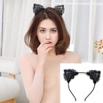 Unbranded Cat ears headband black lace hairband girl's clip hair