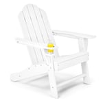 Adirondack-stol med mugghållare Uteplatsstol Fire Pit-stol 85,5 x 78,5 x 94 cm Vit