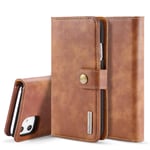 DG.MING iPhone 11 Plånboksfodral med avtagbart skal, Cognac