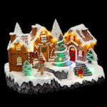 FEERIC LIGHTS & CHRISTMAS - Village de noël Pain d'épices animé/Musical 25 LED + transfo