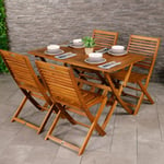 Acacia Hardwood 5pc Garden Furniture Set - Table & 4 Chairs