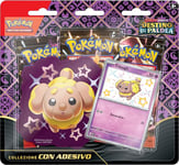 Pokémon- Collection avec Sticker (Fidough) de l'expansion Scarlatto et Violetto – Destinée de Paldea du JCC (Carte Promo holographique et Trois boosters d'extension), édition en Italien, 290-60443
