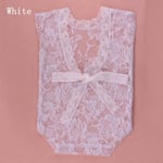 Infant Lace Romper Baby Bowknot Jumpsuit Photography Costume White