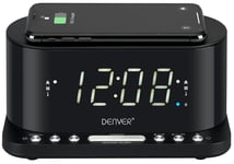 Denver Clock radio med trådløs opladning - Sort