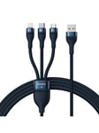 Baseus 3in1 USB cable USB 3in1 Flash Series USB-C + Micro + Lightning 66W 1.2m (blue)