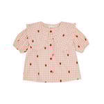 Flöss Dolly Kortärmad Blus Pink Berry Gingham | Rosa | 110 cm