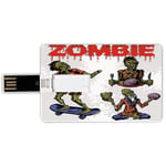 32G USB Flash Drives Credit Card Shape Zombie Decor Memory Stick Bank Card Style Dead Man Eating Brain Hannibal Meditating Skate Boarding Graphic,Olive Green Red Dust Waterproof Pen Thumb Lovely Jump
