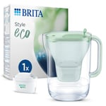 BRITA Water Filter Jug Style Eco Green (2.4 L) Includes 1 Maxtra Pro All-in-1 Cartridge - Sustainable Filter in Modern Design to Reduce Limescale, Chlorine, Lead and Impurities