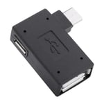 2 st USB 2.0 Honkontakt till Han Micro OTG Adapter Strömförsörjningsport 90 Grader Vänster 90 Grader Höger Vinklad