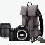 canon eos 90d camera ef s 18 135mm is usm lens backpack sd card spare battery 3616C082