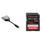 SanDis Extreme PRO 128GB UHS-I SDXC card + RescuePRO Deluxe with the SanDisk USB Type-C Reader for SD UHS-I and UHS-II Cards