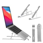 Bikien Foldable Laptop Stand, 9 levels Adjustable Cooling Desktop Laptop Holder, Portable Lightweight Aluminum Laptop Riser for MacBook Air, Macbook Pro, HP, Dell, Lenovo More (Up to 18inch), Silver