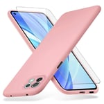 Richgle Compatible with Xiaomi Mi 11 Lite 4G / 5G Case & Tempered Glass Screen Protector, Slim Soft TPU Silicone Case Cover Shell Compatible with Xiaomi 11 Lite 5G NE - Pink RG81102