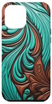 Coque pour iPhone 12 Pro Max Motifs western en turquoise et chocolat