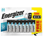 Energizer Pile alcaline AA / LR6 Max Plus - pack Promo 8 + 4 GRATUITES blister 12 unités