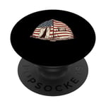 Camping Tent American Flag 4th Of July Camper Patriotic Camp PopSockets Swappable PopGrip