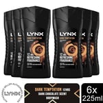 Lynx Dark Temptation 12-H Refreshing Fragrance Shower Gel Body Wash, 6x225ml