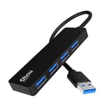 USB 3.0 Hub, Qhou 4 en 1 Adaptateur USB de données Ultra Fin avec 4 Ports USB 3.0 pour MacBook Pro/Air, iPad Pro/Air, Surface Go, XPS, Pixelbook et Autres appareils Tpye A